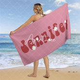 Aperturee - Floral Custom Name Summer Beach Towel for Kids
